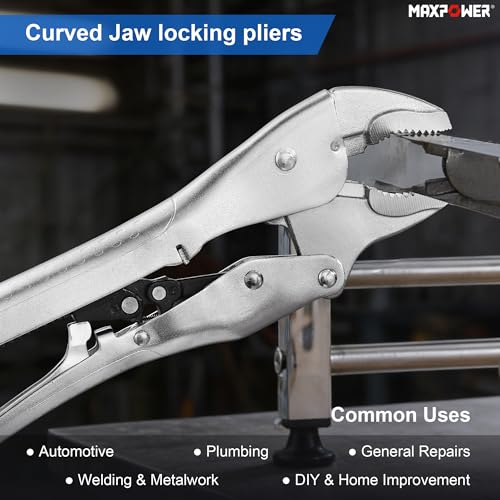 MAXPOWER 6" & 10" Self-Adjust Locking Pliers Set. Curved Jaw, Quick-Release - style: Curved Jaw | 6" 10"