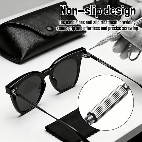 Glasses Repair Kit, 2-Pack 3-in-1 Precision Screwdriver Set with Keychain, Mini Stainless Steel Screwdriver Tool for Eyeglasses, Sunglasses, Phone, Watch, Laptop, and Jewelry (Flathead, Phillips, Hex)