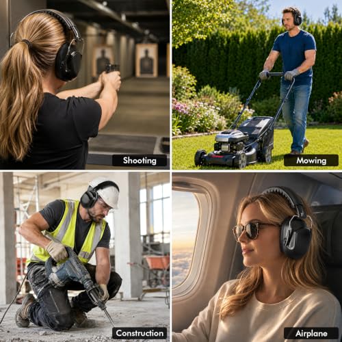 6 Pack Noise Reduction Ear Protection Ear Muffs, 34dB Noise Canceling Headphones For for Adults Kids - color: Black