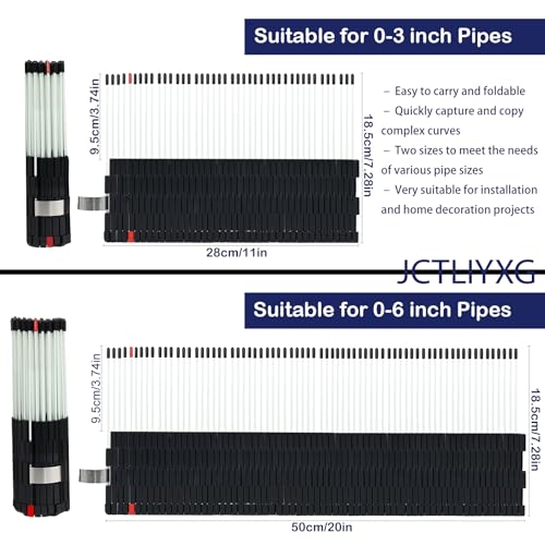Multi Surface Pipe Profiling Tool, Pipe Cutting Template Multi Functional Shape Duplicator, Lightweight and Wear-Resistant Fiberglass Material for Tiles Floors DIY Pro Plumbing - size: 0-3" Pipes