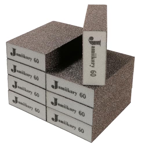 8Pcs 60 Grit Sanding Blocks, Jamiikury Coarse Sanding Sponge Washable and Reusable, Wet Dry Sandpaper Sponge for Wood Metal FurniturePaint and Drywall - size: 60 Grits