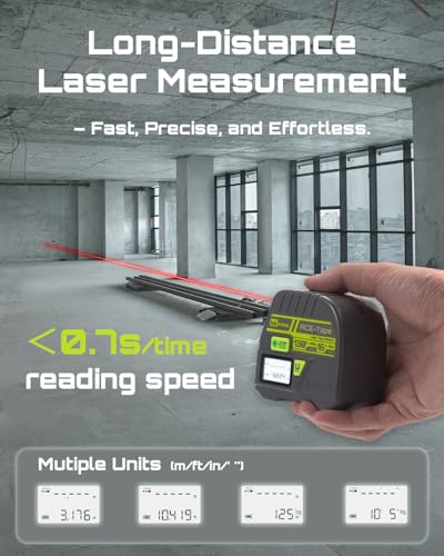 Laser Tape Measure 2-in-1, Inkerma 130Ft Laser Measurement Tool & 16Ft Measuring Tape, Digital Laser Tape Measure - style: ACE-Tape