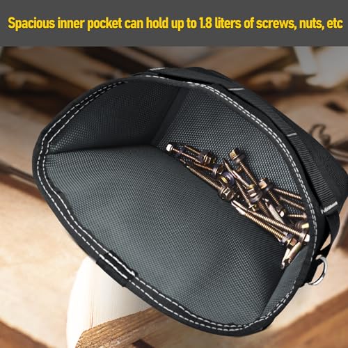 Tool Pouch Nails Screws Bag with Belt Clip (XL, Black) - color: Black