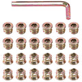 Glarks 50Pcs 1/4"-20x10mm Threaded Inserts Nuts Zinc Plated Carbon Steel Hex Socket Drive Furniture Flanged Screw-in Nut with M6 Hex Wrench for Wood Furniture (1/4"-20 x 10mm) - size: 1/4"-20 x 10mm