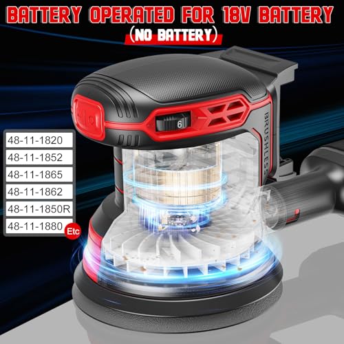 Cordless Orbital Sander Compatible For Milwaukee 18V With Dust Collector - style: RED 18V