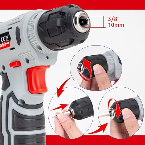 CARTMAN 150-Piece 8V Cordless Drill Hand Tool Set, Red Household Repair Kit - color: Red