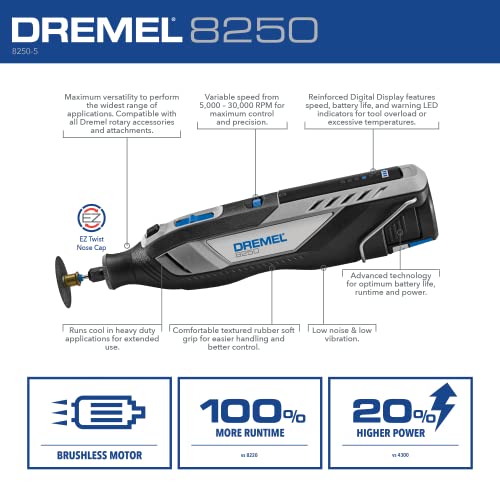 Dremel 8250 Cordless Brushless Rotary Tool Kit and the 710-08 160 Piece Rotary Tool Accessory Set