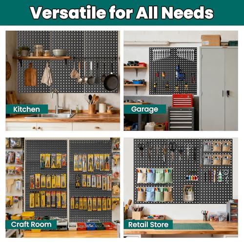 EVERHANGER Metal Pegboard Panels 24" x 12", Heavy Duty Peg Board for Garage - size: 6 Pack 24" x 12"