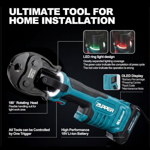 ZUPPER Compact Press Tool Kit for 1/2" to 1-1/4" Copper Pipes - style: MP-2430S (kit with 4 VUS Copper Press Jaws 1/2" to 1-1/4")