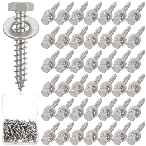 Zonon 50 Pcs 1/4" x 1-1/2" Hex Lag Bolts 304 Stainless Steel Silver Lag Screws 50 Screws and 50 Washers Industrial/Commercial Grade - color: Silver, size: 1/4" X 1-1/2"