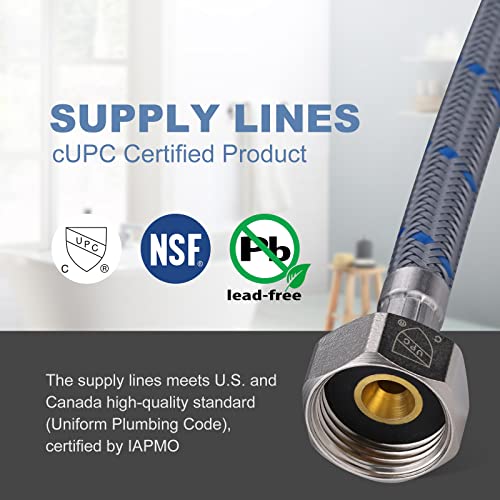Water Supply Lines, ARCORA 48” Inch Sink Hose Attachment for Faucet Braided Nylon Faucet Supply Lines 3/8“ Comp to 1/2” Comp (1 Pair) - size: 48 Inch