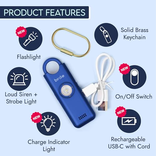 She’s Birdie 3.0 New Version – The Original Personal Safety Alarm for Women by Women–Loud Siren, Flash Light and Rechargeable Battery in a Variety of Colors (Metallic Indigo Blue) - color: Metallic Indigo Blue