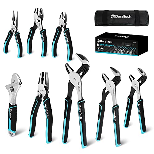 DURATECH 8-Piece Pliers Set with Rolling Pouch, Cr-V/Cr-Ni Construction