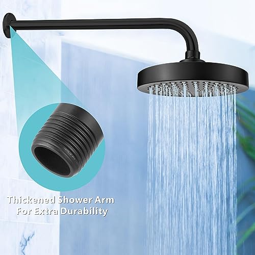 Shower Arm with Flange, 15 Inches Wall Mount Replacement Extension Showerhead Arm For Fixed Shower Head, Matte Black - color: Matte Black, style: 15 Inch