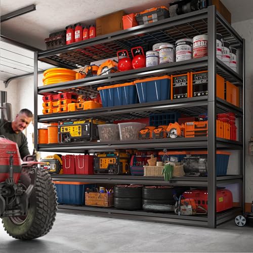 REIBII Heavy Duty Garage Shelving,6 Tier Storage Shelves for Shop - size: 6-Tier,55" W x 26" D x 84" H