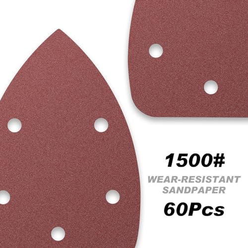 60 Pcs 1500 Grit Mouse Sandpaper, Aluminum Oxide Mouse Sanding Pads - size: 1500 Grit