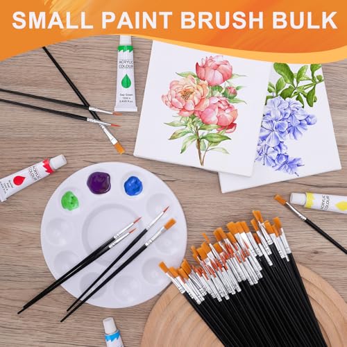 AROIC Small Paint Brushes Bulk,160 Pcs Black Nylon Hair Paint Brushes - color: Black, size: 80 Flat + 80 Round