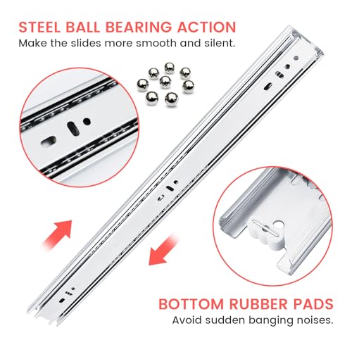 homdiy Side Mount Drawer Slides 12 Inch 1 Pair Heavy Duty 100 LB Capacity - size: 12 Inch