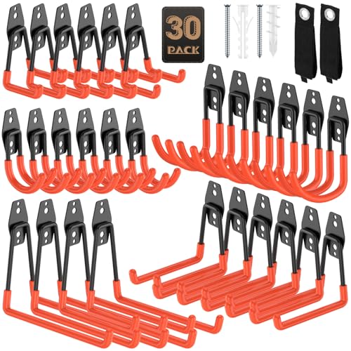 Heavy Duty Garage Hooks for Storage & Hanging Items, 30-Pack - color: 30-Pack Set Orange