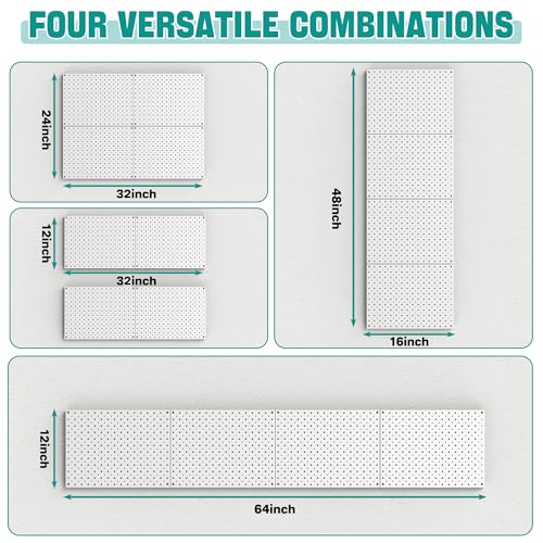 EVERHANGER Metal Pegboard Panels, Heavy Duty Pegboard Wall Organizer - color: Gray, size: 4pack 12"X16"