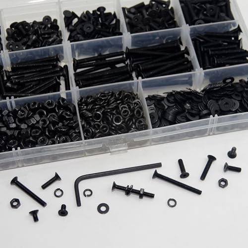 1200Pcs M3 Countersunk Flat Head Phillips Machine Screws Assortment Kit, Nuts Washers with Screwdriver, M3x6/8/10/12/16/20/25/30mm for Electronics & Machinery - size: M3x6/8/10/12/16/20/25/30-1200Pcs
