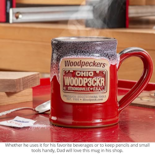 Woodpeckers Woodworker Gift Set, Mini Combination Square, Pocket Rule, Pencil, Clamp Pads and Mug, Made in USA - MUGSET26-NO9