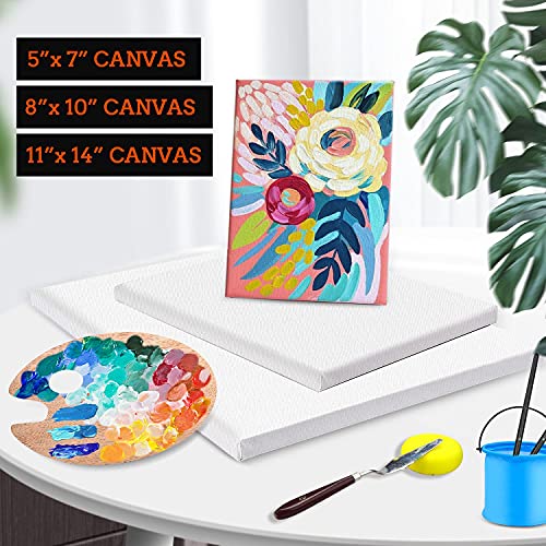 6 Pack Canvases for Painting with Multi Pack 11x14, 5x7, 8x10, Painting Canvas for Oil & Acrylic Paint - size: 6 Packs - 3 Sizes (1 of Each)