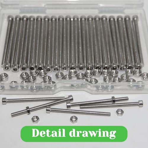 80 Pcs M3 x 45mm Socket Head Cap Screws Metric, Allen Socket Drive, 304 Stainless Steel, Full Thread, Bright Finish, Machine Thread - size: M3 x 45-80Pcs