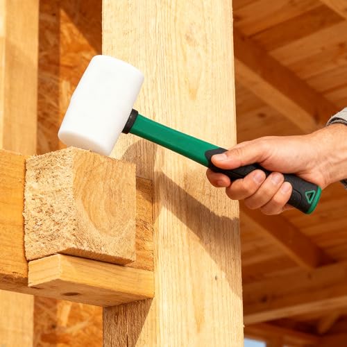 2 Pack 32 oz Rubber Mallet Hammers with Non-Slip Grip Handle, Non-Marking Rubber Hammer for Flooring Installation, Camping Tent Stakes, Auto Repair