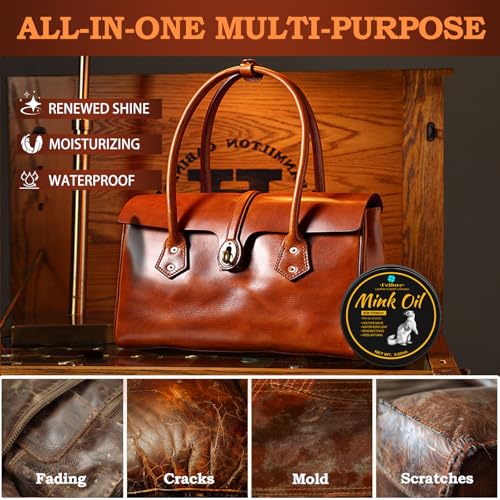 Feilove 4-in-1 Mink Oil Leather Conditioner and Cleaner 3.52 oz - Premium Waterproof Formula for Boots and Shoes - style: 6-in-1 (Basic Set)