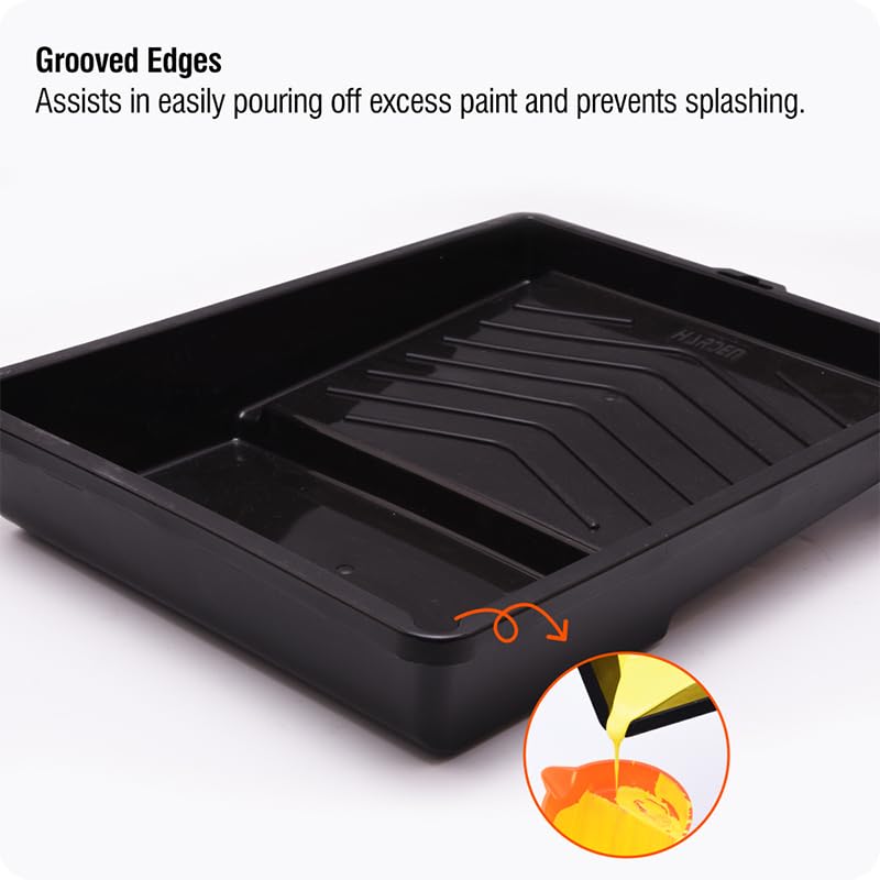 Edward Tools 4-Inch Paint Tray – Durable Plastic Roller Tray for Mini Rollers, Grooved Surface for Even Paint Distribution, Lightweight & Reusable