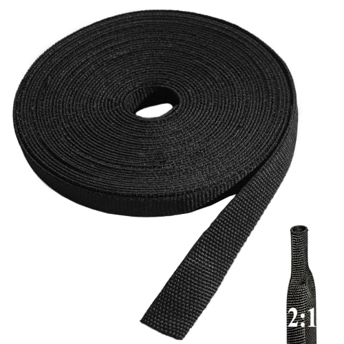 25ft 3/8" Heat Shrink Braided Sleeve Cord Protector, Automotive Wire Cover - size: 25ft - 3/8"(10mm)