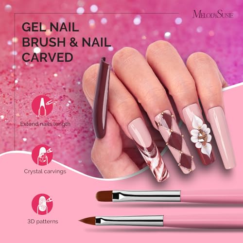 MelodySusie Nail Art Brushes Set, 6pcs Nail Art Design Pen Painting Tools - color: Pink, size: 6