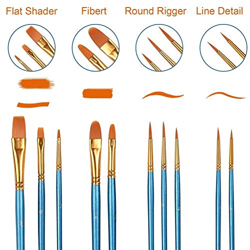 AROIC Paint Brush Set, 3 Pack 30 Pcs Acrylic Paint Brushes - size: 30pcs-blue