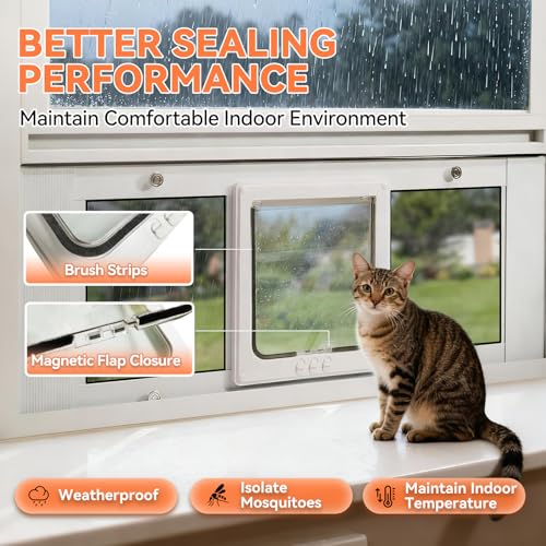 LIBBEPET Window Cat Door, Adjustable Window Width 31"-36", Large - size: Fit 31"-36" Window