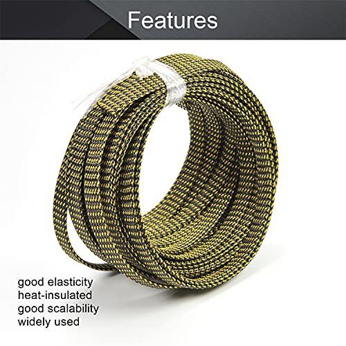 Othmro 10m/32.8ft PET Expandable Braid Cable Sleeving Flexible Wire Mesh Sleeve Black Gold,Manage Protect Cables Cords from Pets Chewing - color: Black Gold, size: 32.8ft Brown