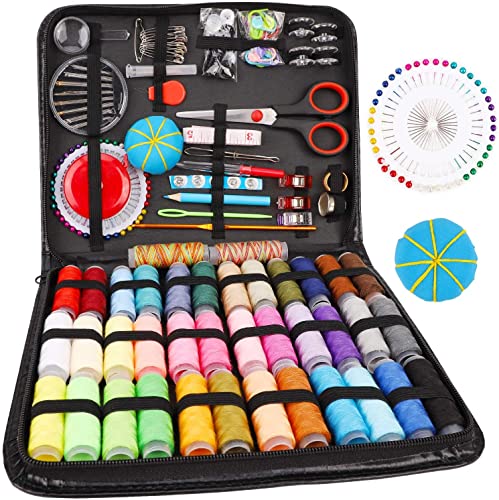 Sewing Kit, 184 Large Premium Sewing Supplies, 38 XL Thread Spools, Suitable for Traveller, Adults, Kids, Beginner, Emergency, DIY and Home Button Repair Kit - size: L