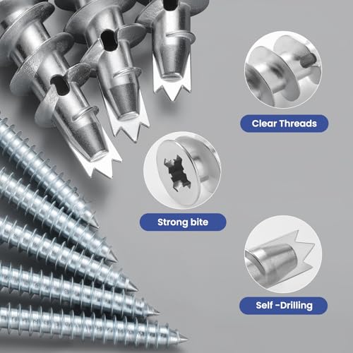 Metal Self Drilling Drywall Anchors,110PCs Hollow Zinc Sheetrock Anchors and Screws Kit, 55 Heavy Duty Wall Anchors and 55 Pan Head Screws,60LB Hanging