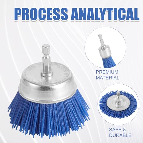 9pcs Nylon Wire Wheel & Cup Brush Set for Drill, 3 Sizes Abrasive Brush with 1/4in Hex Shank for Cleaning Sanding Drill Scrub Brush Attachment Remove Paint 80/100/240 Grit
