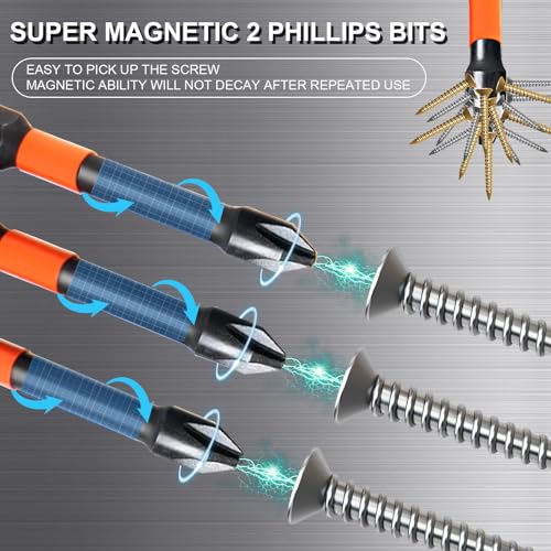 DYRECELVE 10-Piece Phillips Bits #2 Impact, 2-Inch Screwdriver Bits Set - color: 2'' Ph2 10-pcs