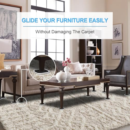 Upgrade Furniture Sliders with Groove - Furniture Sliders for Carpets - size: 4.3in 8Pack