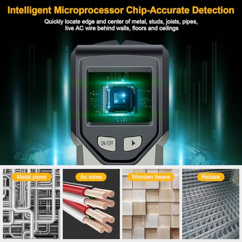 Stud Finder Wall Scanner - 5 in 1 Stud Finder Tool w/Smart Chip and HD LCD Display, Stud Detector Beam Finders for the Center and Edge of Wood AC Wire Metal Studs Joist Pipe (Grayish) - color: Grayish