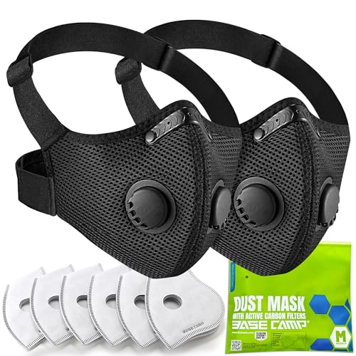 BASE CAMP M PRO Dust Mask, All day Comfortable Reusable Respirator Mask for Dust, Safety Work Mask for Woodworking - style: 2pack