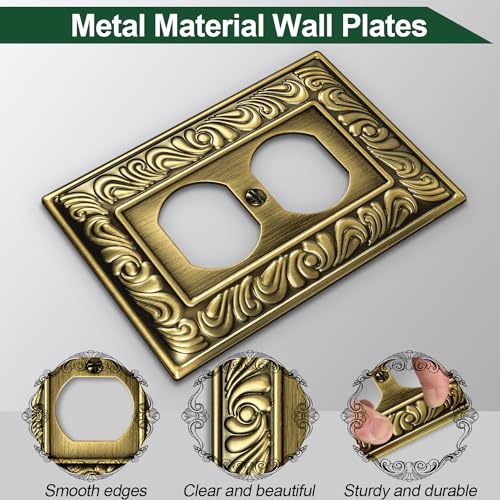 Antique Brass Decorative Duplex Outlet Cover, Decorative Switch Plate Cover - size: 1 Gang Duplex Outlet