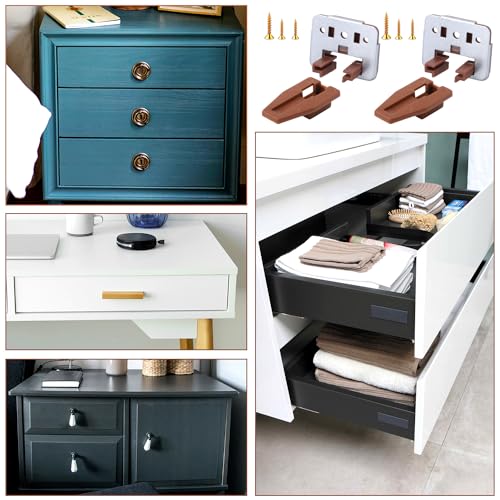 5 Sets Drawer Guide Glide for Kenlin Rite-Trak II #168, Stop & Metal Backing Drawer Slides with Screws Plastic Drawer Track Guide Replacement Repair Kit for Center Mount Drawer Dresser Nightstand