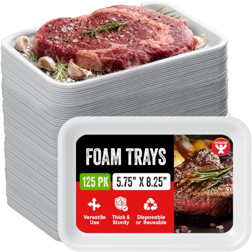 Hygloss White Foam Trays for Food & Crafts, 5.75 x 8.25 Inch, Pack of 125 - color: White, size: 5.75 x 8.25-Inch, style: 125 Pieces