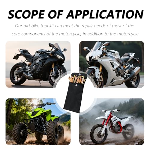8PCS Motorcycle Tool Kit,Practical Motorcycle Tools Kit Set Includes Pliers/Double Head Spark Plug Socket/Screwdriver/Wrench/Storage Bag,Portable Dirt Bike Tool Kits