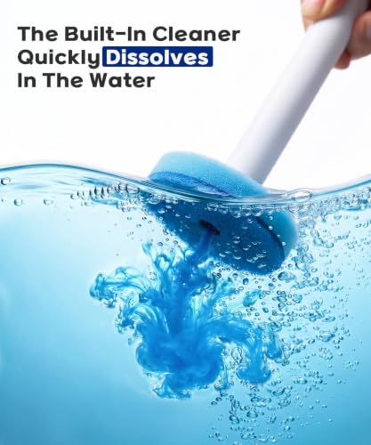 SOPAMI Disposable Toilet Brush with 32 Refills Deep Cleaning Touch Free - size: Blue Sponge
