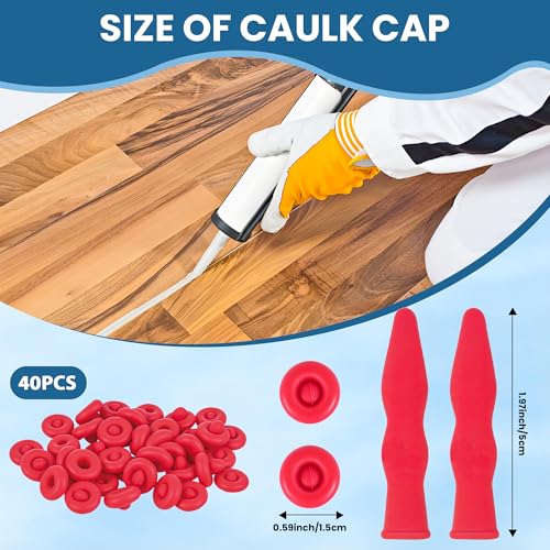 40PCS Caulk Tube Latex Sealing Caps, Caulking Gun Tip Caps - Universal Fit Caulk Tube Latex Sealing Caps for Sealing and Preserving Open Caulking Tube, Tight & Leak-proof Sealing
