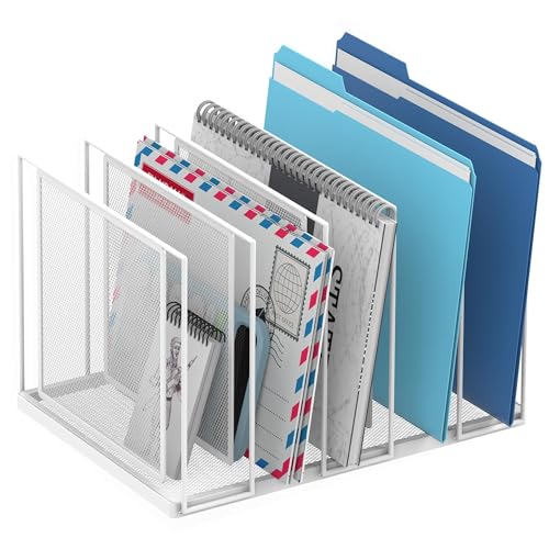 File Organizer for Desk, 5-Section Vertical File Sorter, Paper Holder Organizer Standing Metal File Folder for Office Home Classroom, White - color: White, size: 1 Pack 5-Section